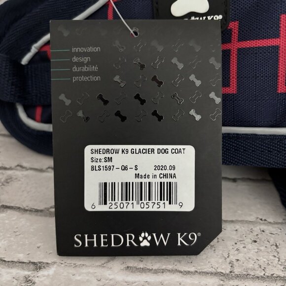 Shedrow K9 Navy Blue/Red Glacier Dog Coat Size SM NWT - Picture 2 of 6